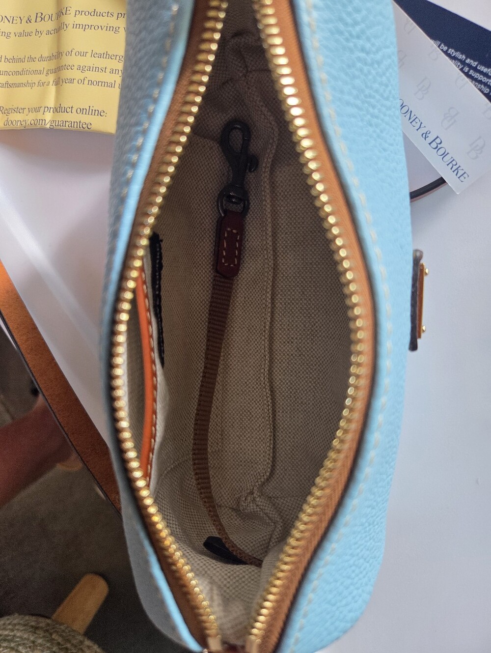 Dooney & Bourke Pebble Grain Barrel Bag Caribbean Blue NWT 2 Straps Crossbody - Picture 4 of 11